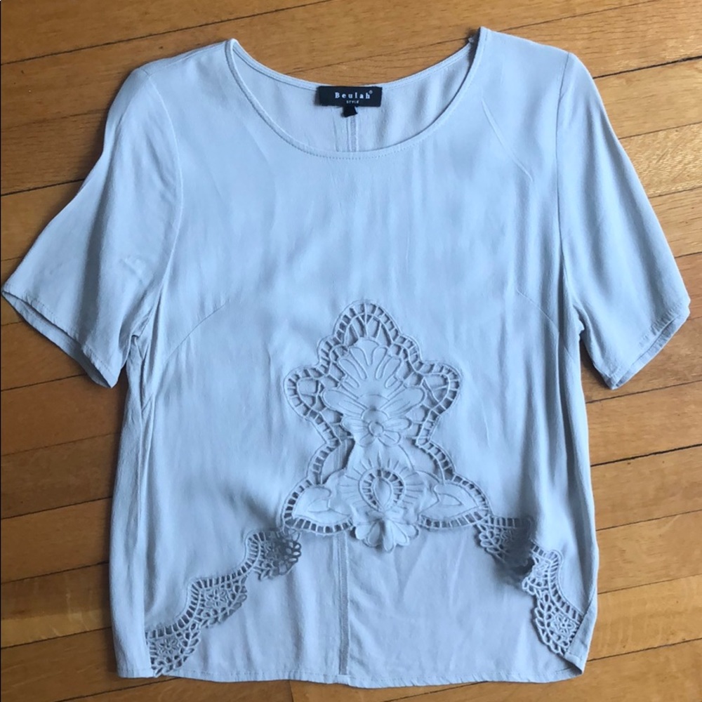 Beulah Hi-low Gray Short Sleeve top